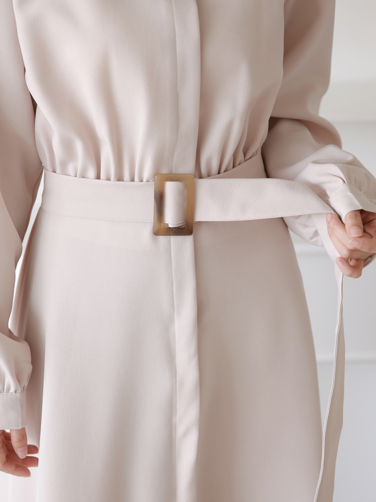 ベルト付フライフロントAラインシャツワンピース | 詳細画像13