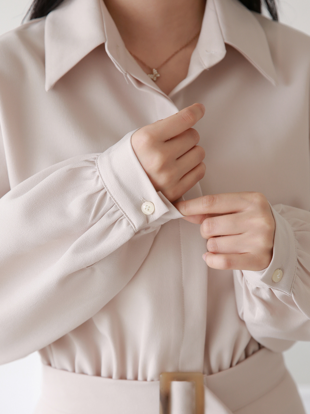 ベルト付フライフロントAラインシャツワンピース | 詳細画像14