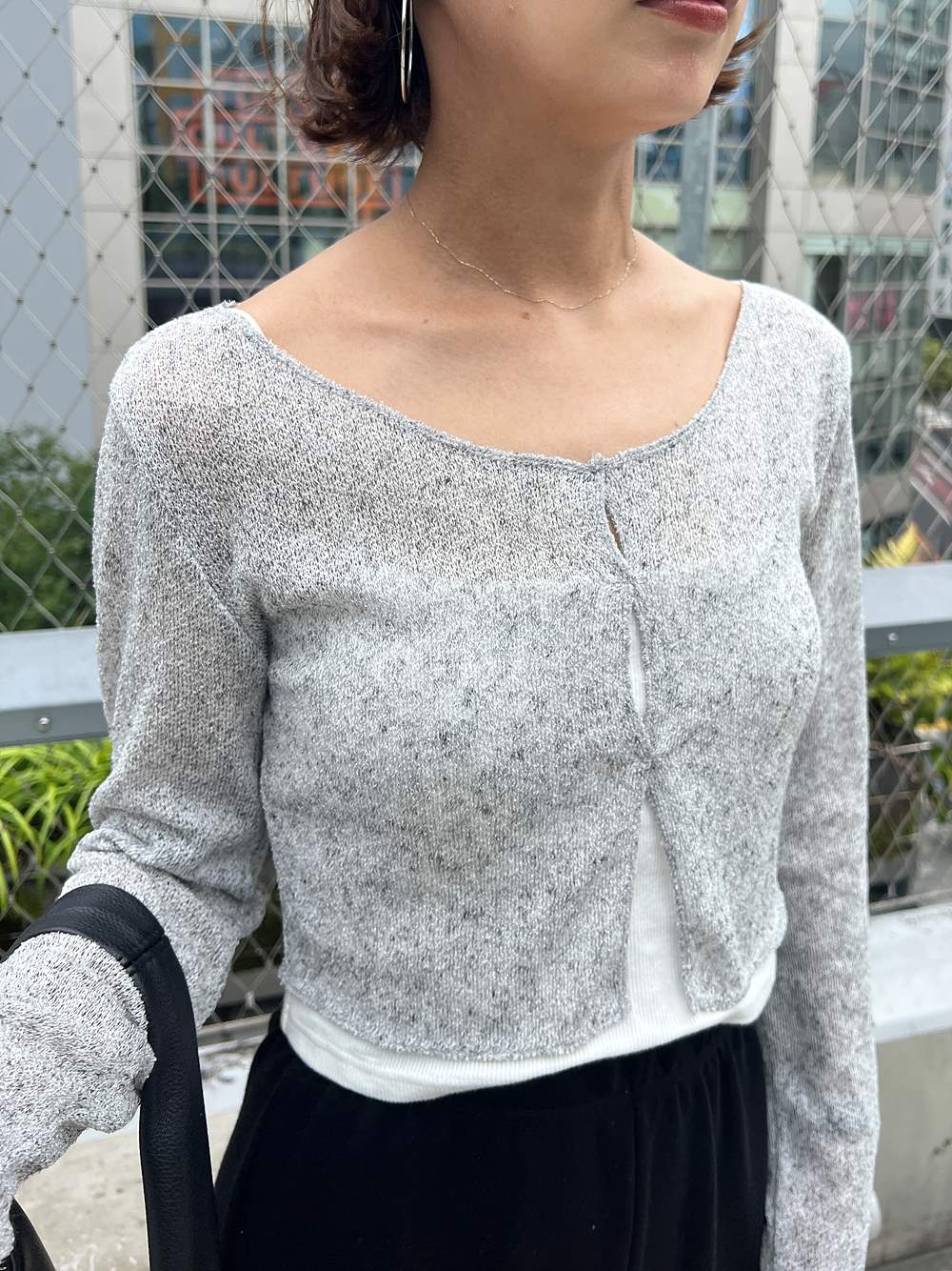 リネン混クロップドシアーTシャツ | 詳細画像8