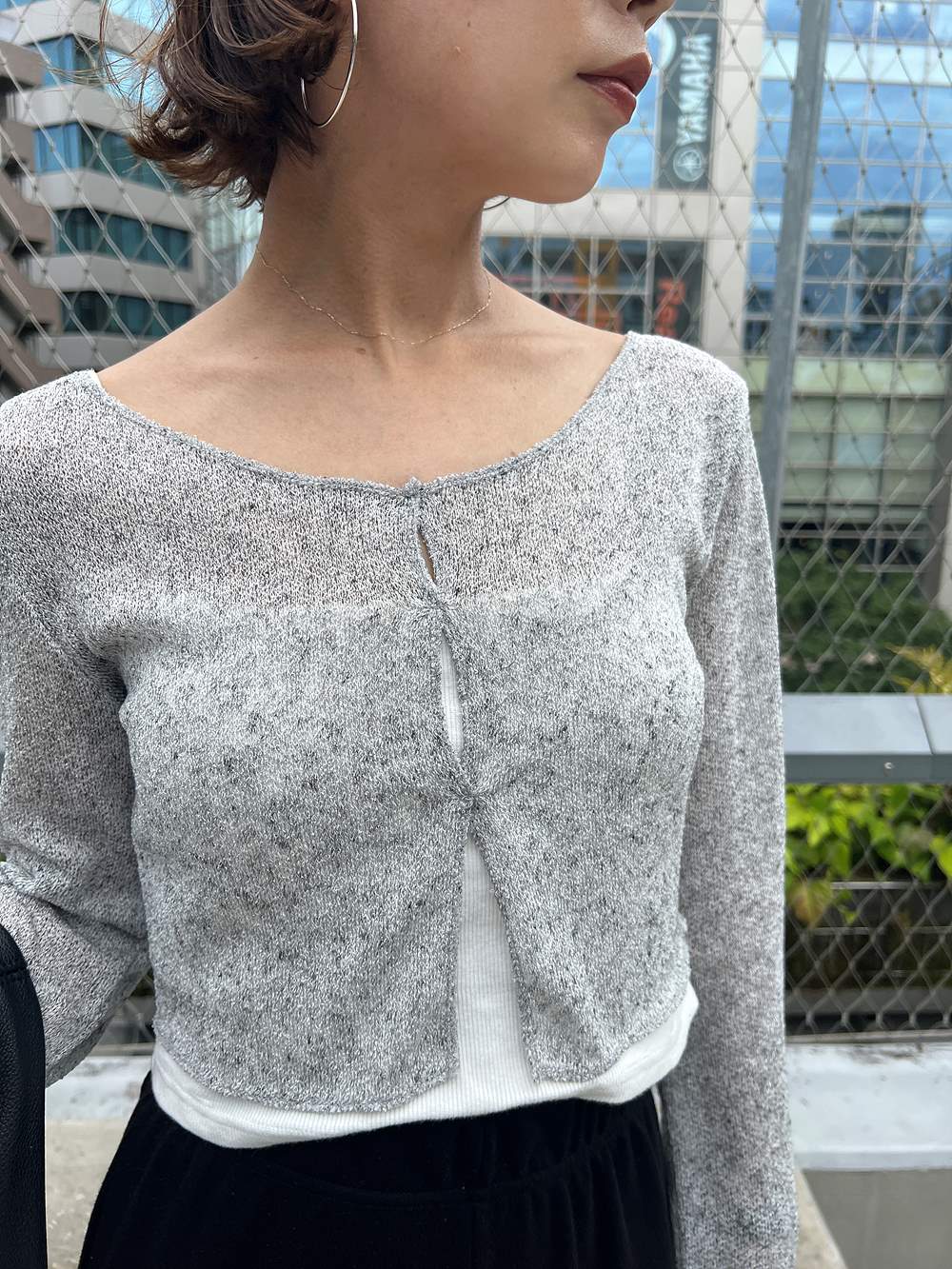 リネン混クロップドシアーTシャツ | 詳細画像12