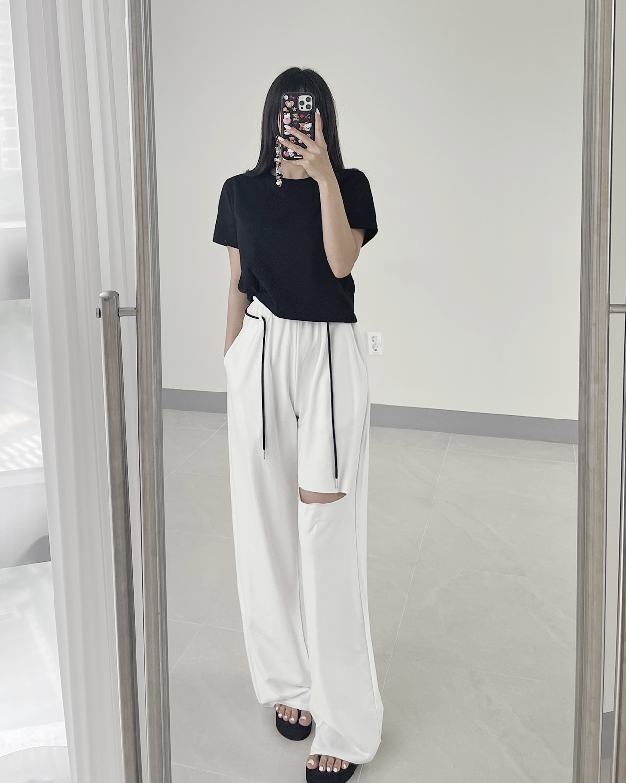 配色ストラップ付カットワイドスウェットパンツ | 詳細画像2