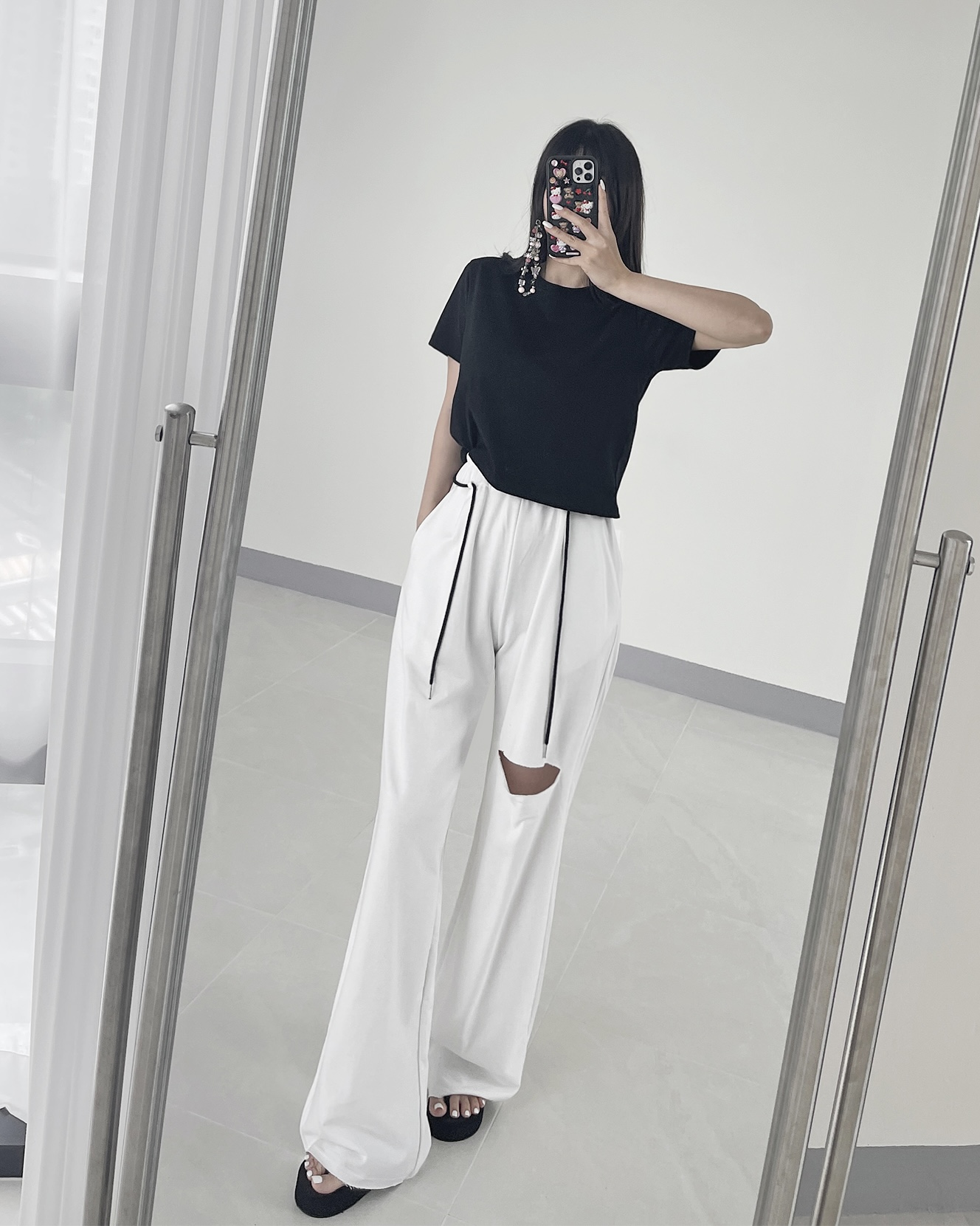 配色ストラップ付カットワイドスウェットパンツ | 詳細画像4