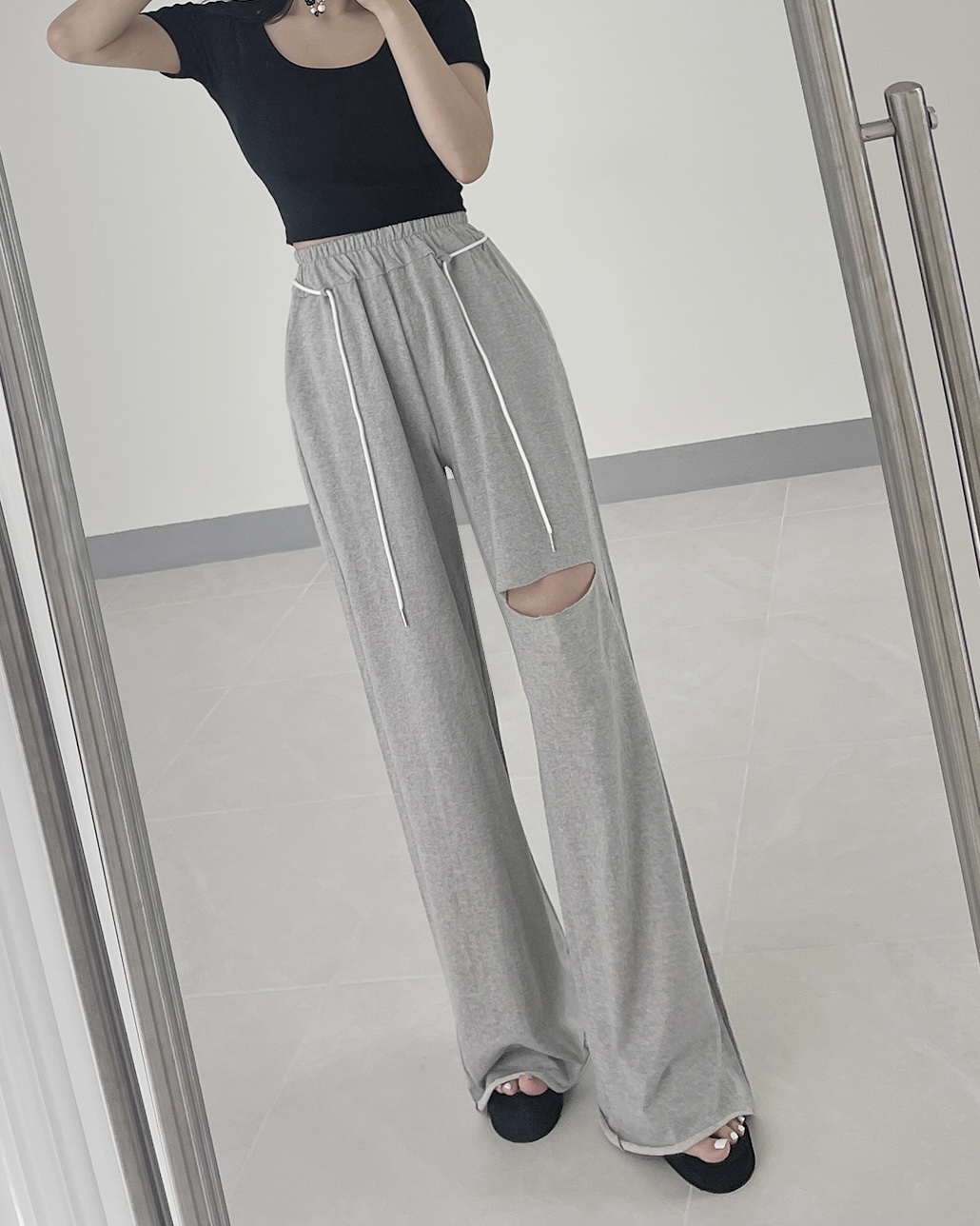 配色ストラップ付カットワイドスウェットパンツ | 詳細画像8