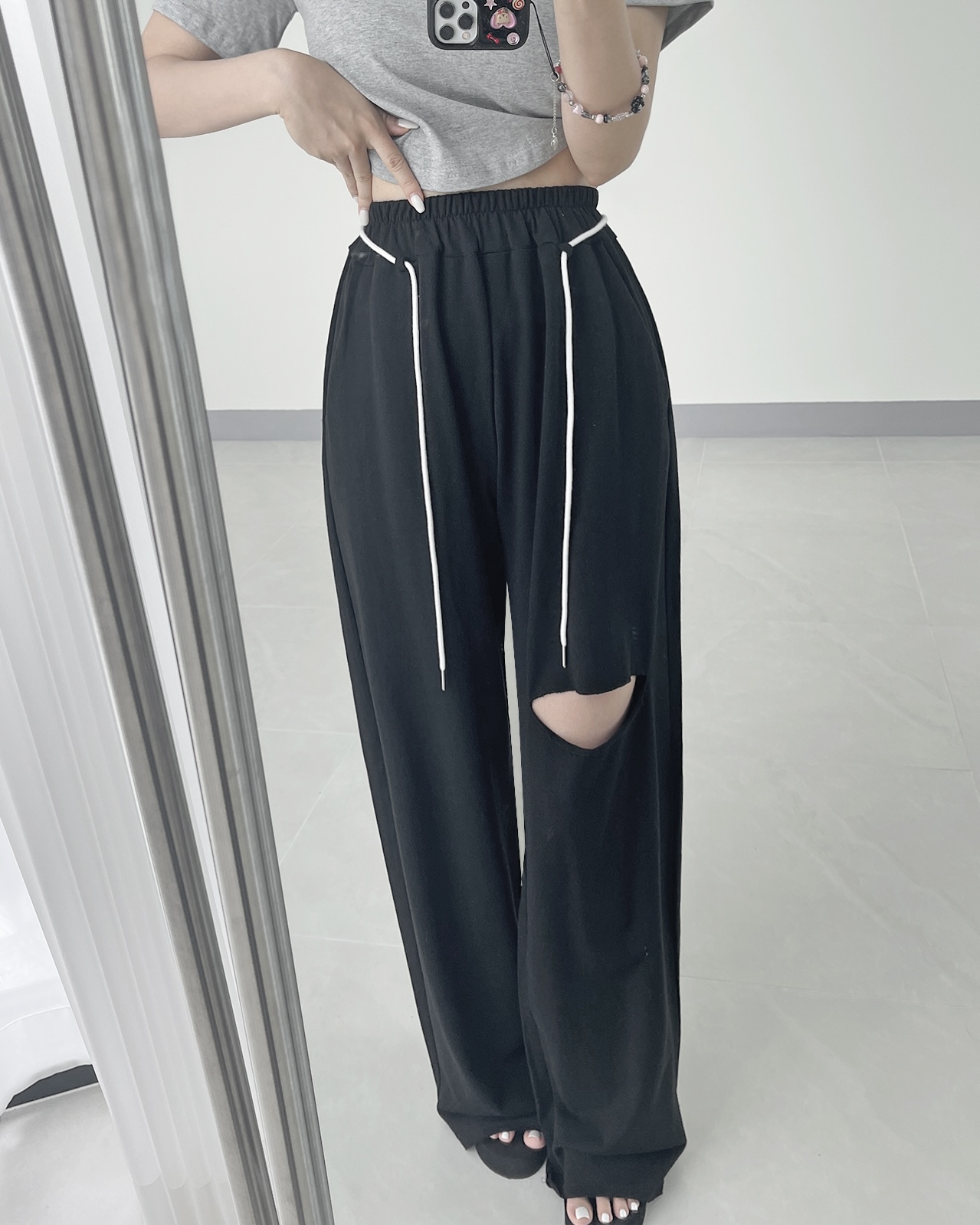 配色ストラップ付カットワイドスウェットパンツ | 詳細画像11