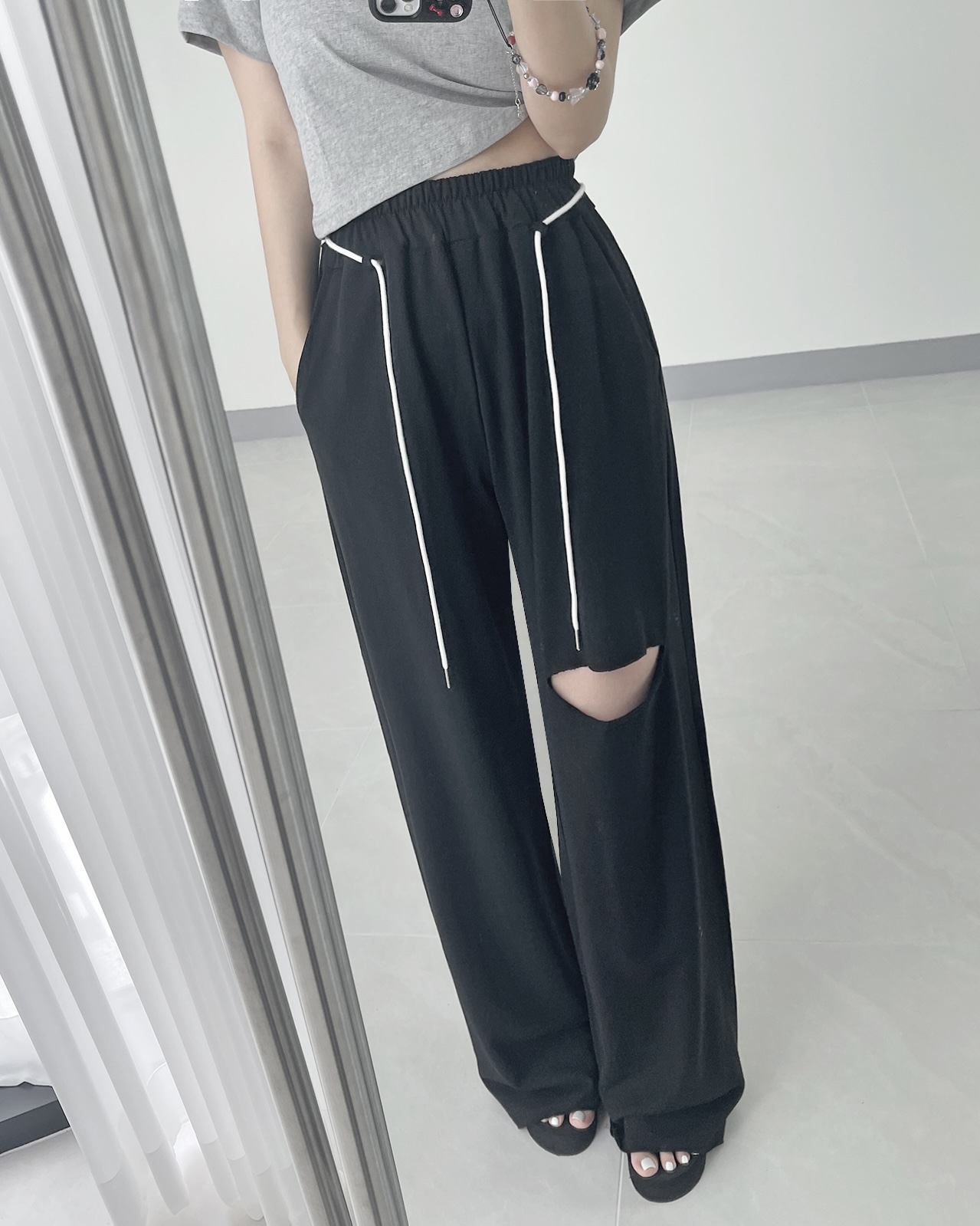 配色ストラップ付カットワイドスウェットパンツ | 詳細画像12