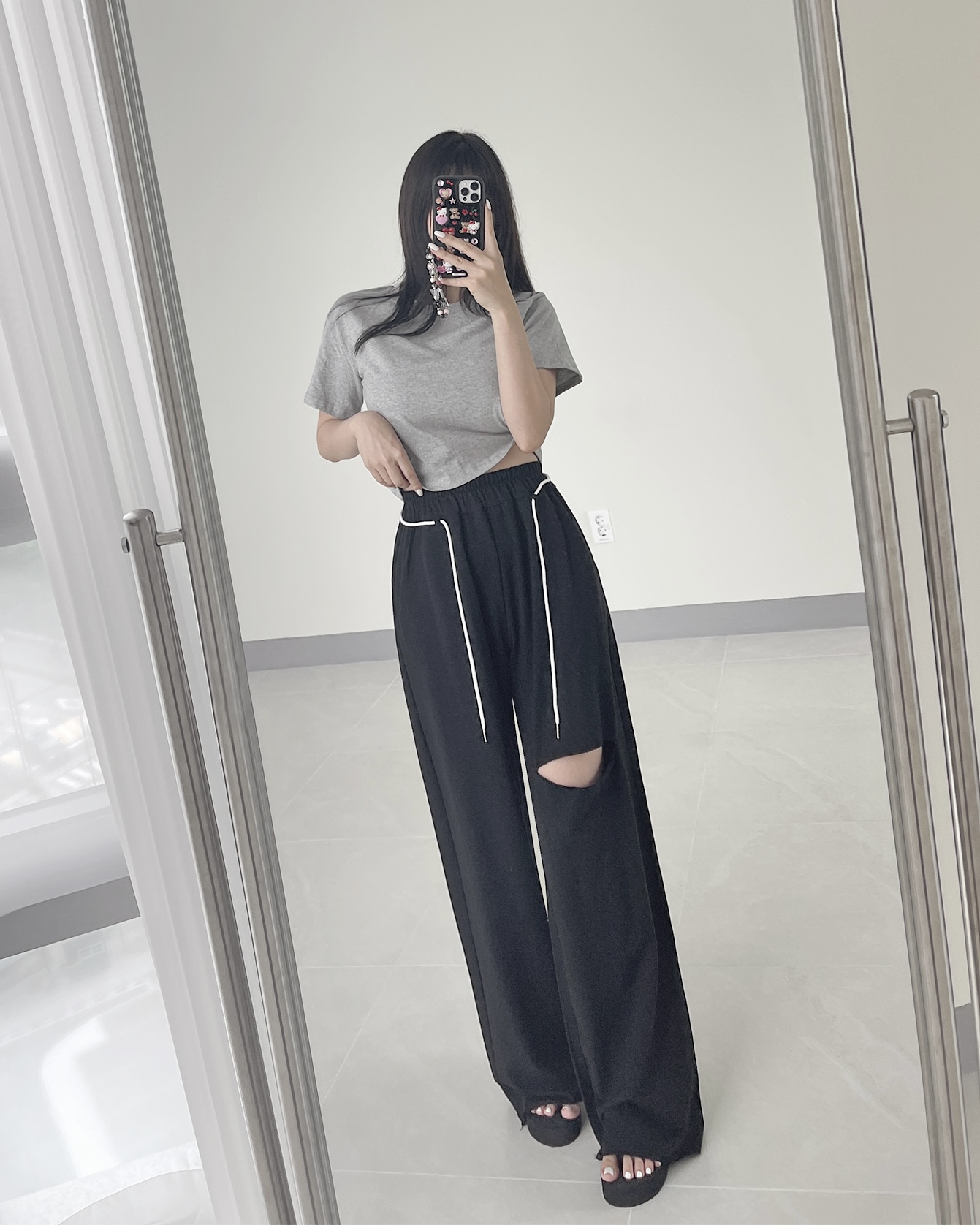 配色ストラップ付カットワイドスウェットパンツ | 詳細画像13