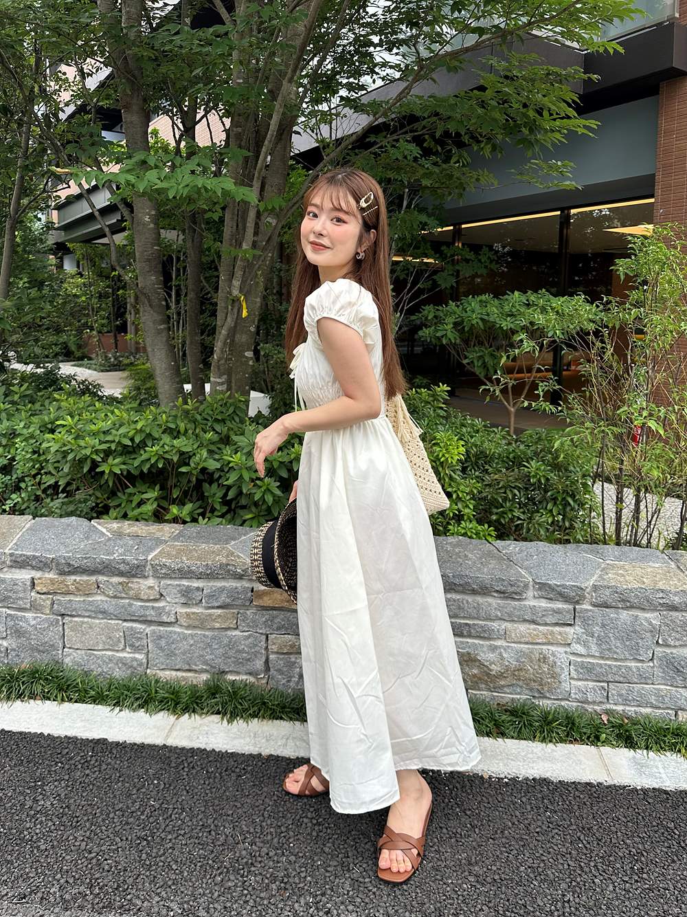 2WAYリボンシャーリングパフ半袖ワンピース | 詳細画像6