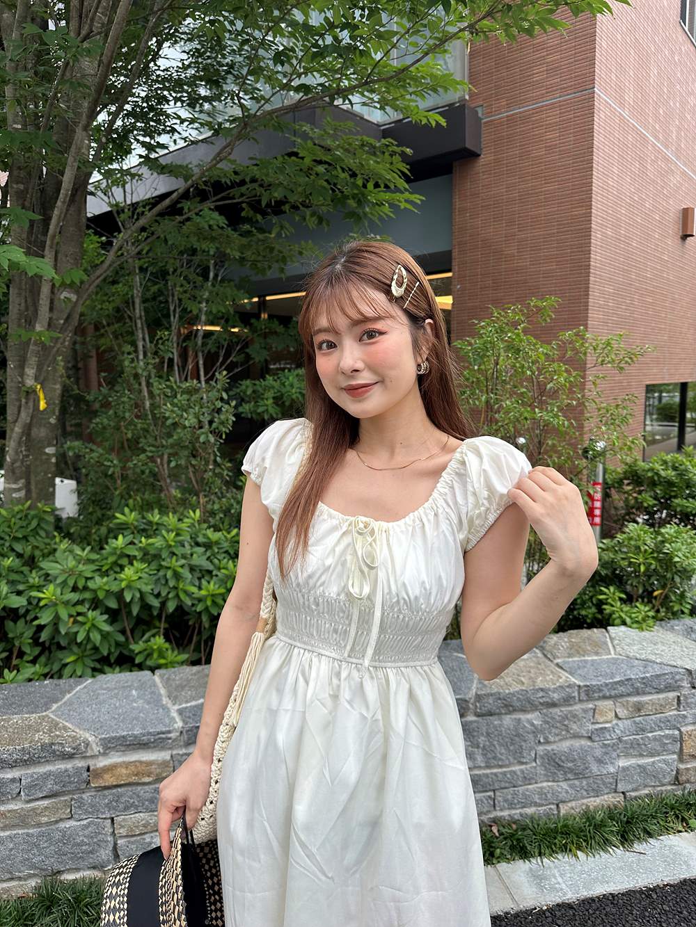 2WAYリボンシャーリングパフ半袖ワンピース | 詳細画像12