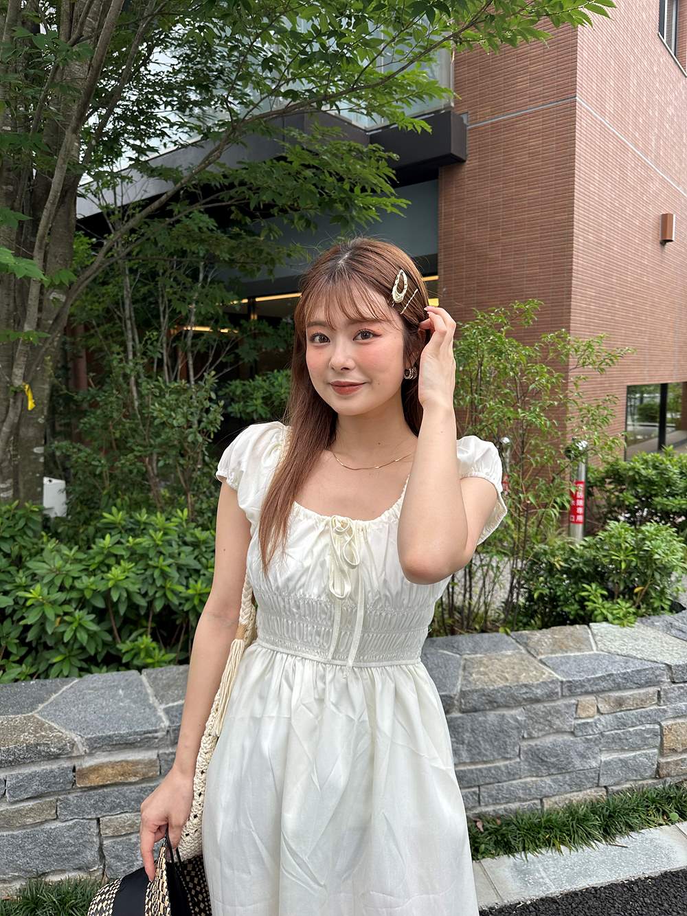 2WAYリボンシャーリングパフ半袖ワンピース | 詳細画像13