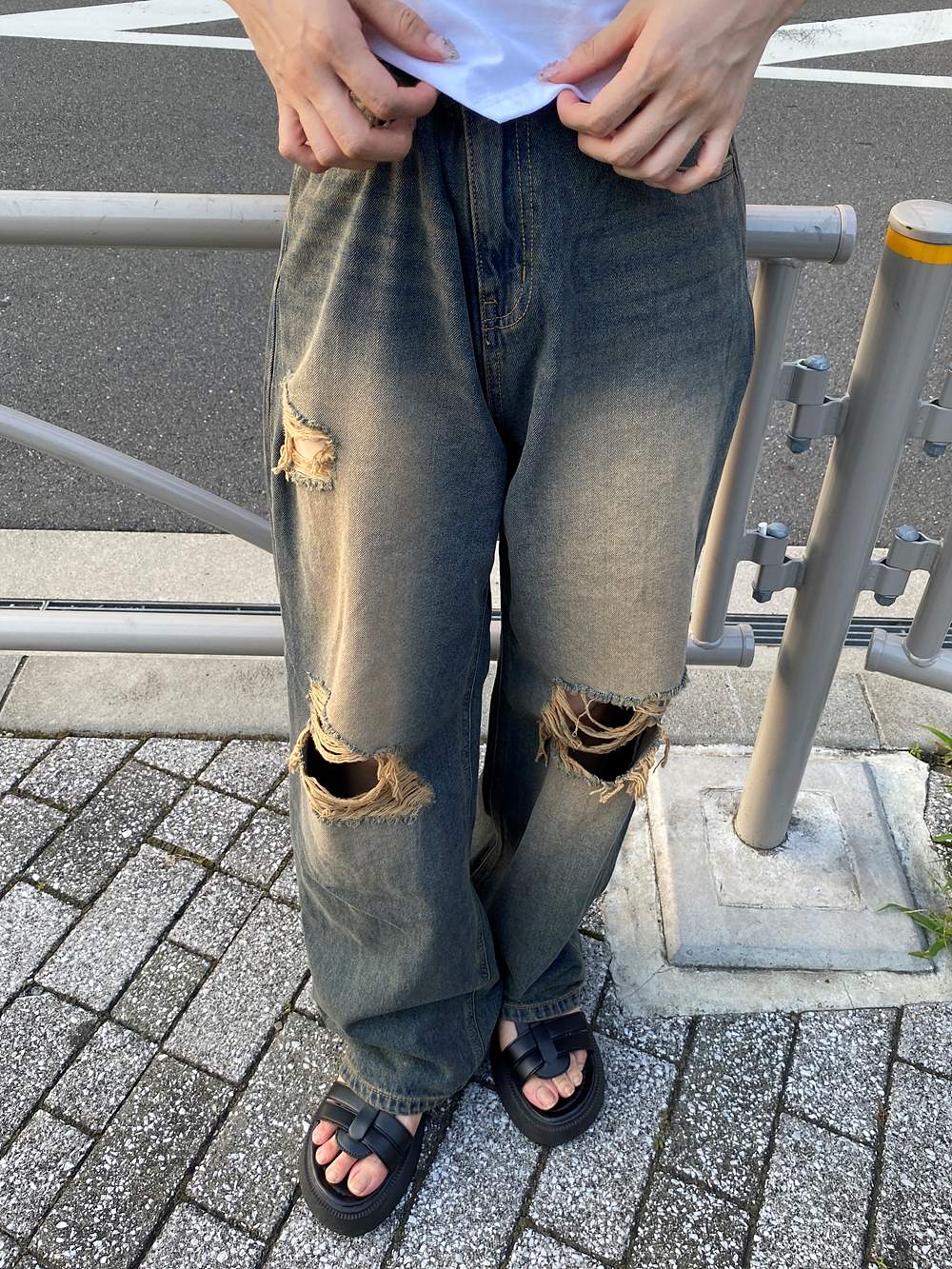 ダメージビンテージワイドデニムパンツ | 詳細画像15