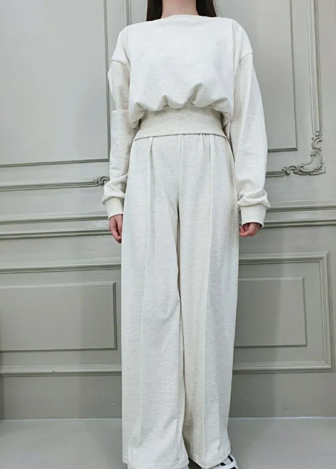 リブヘム長袖スウェット&センタープレスパンツSET | 詳細画像1