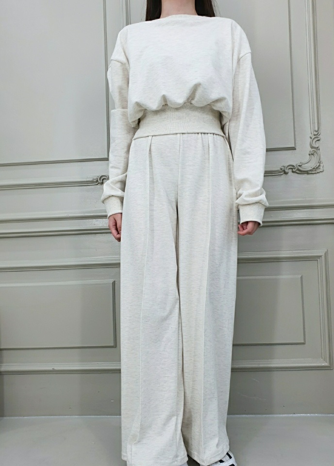 リブヘム長袖スウェット&センタープレスパンツSET | 詳細画像2