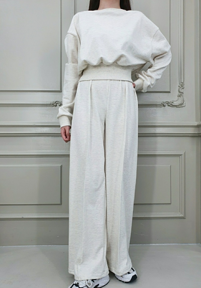 リブヘム長袖スウェット&センタープレスパンツSET | 詳細画像5