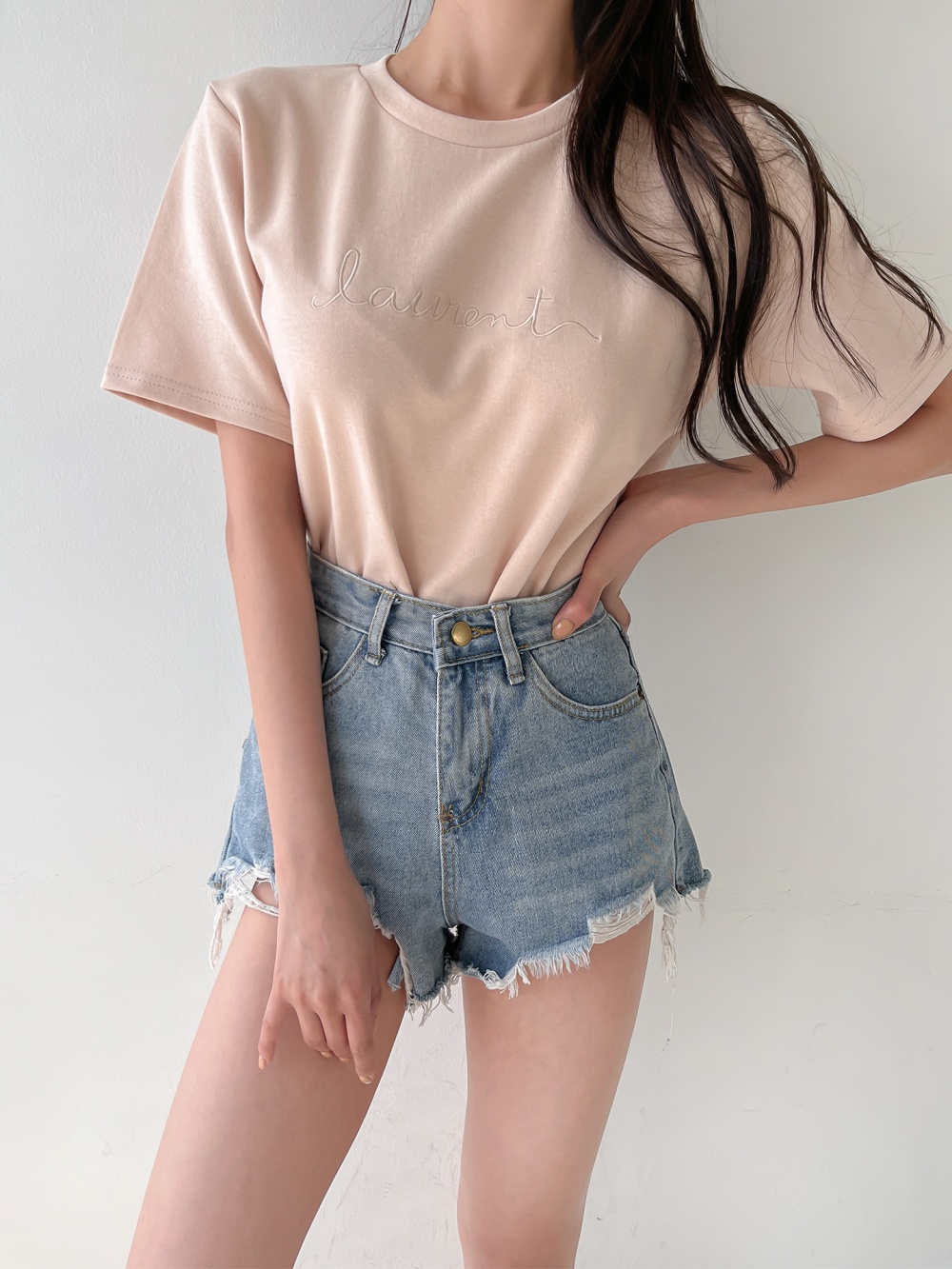 テンセル混半袖刺繍Tシャツ | 詳細画像3