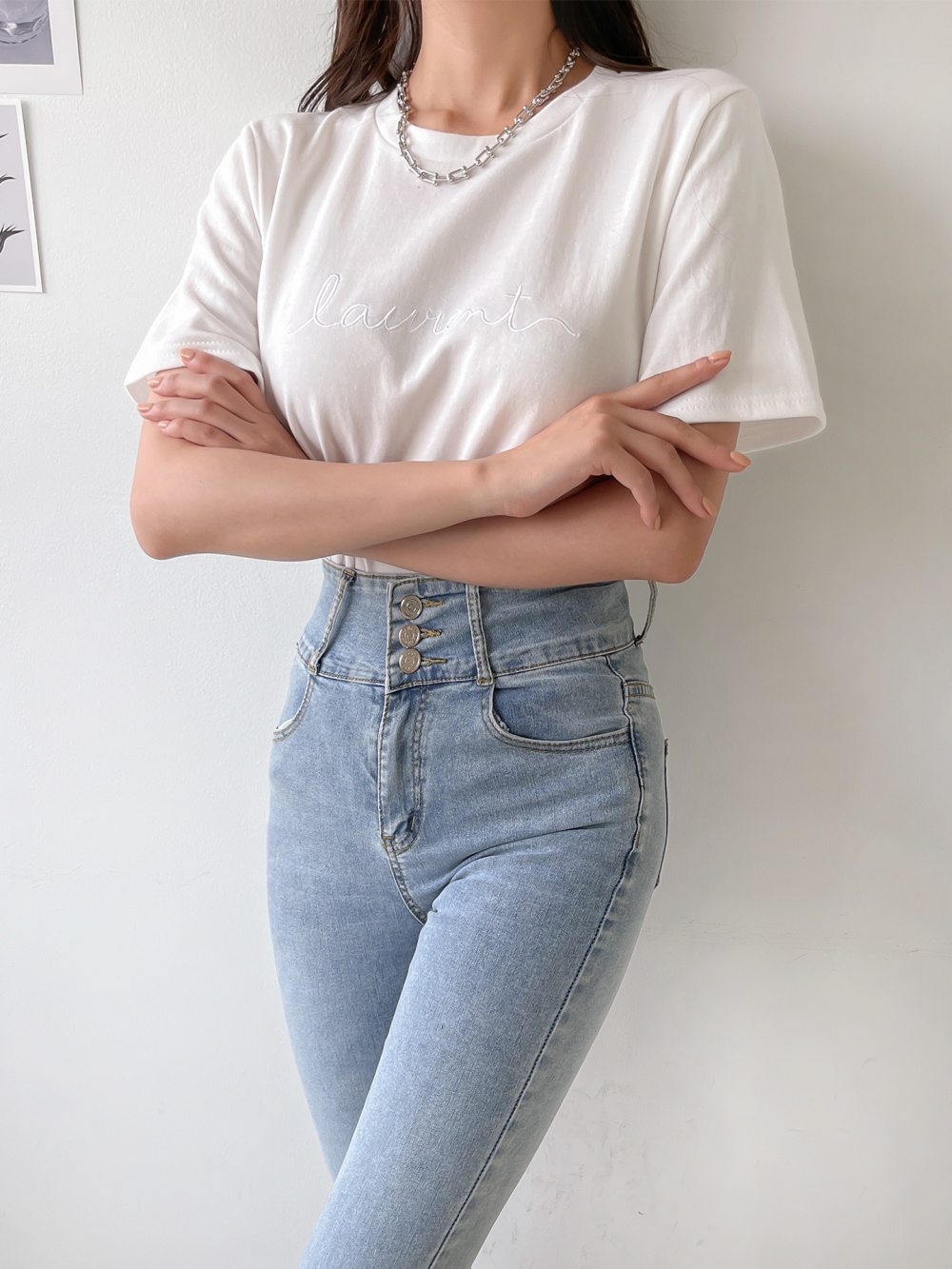 テンセル混半袖刺繍Tシャツ | 詳細画像5