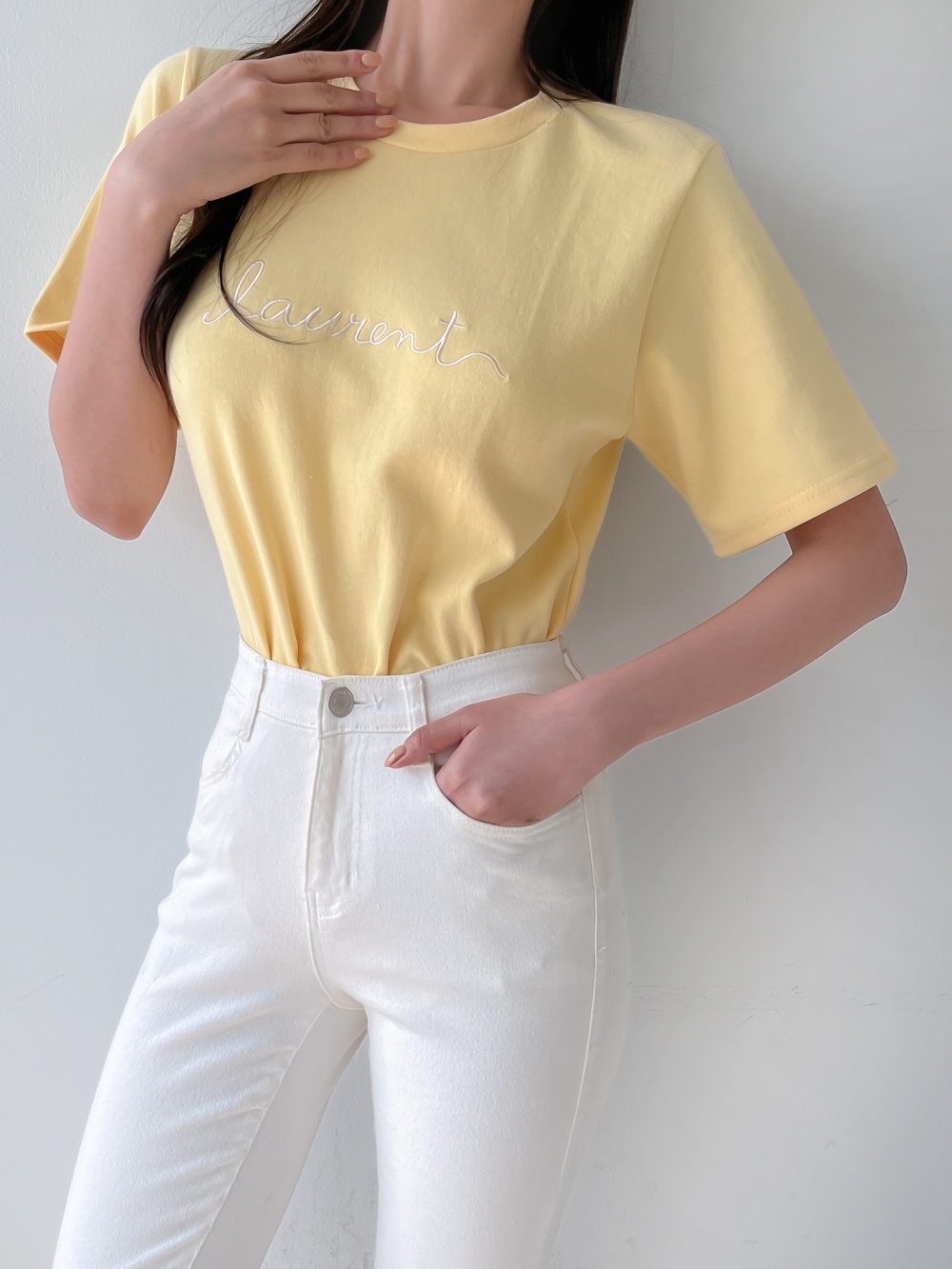 テンセル混半袖刺繍Tシャツ | 詳細画像8