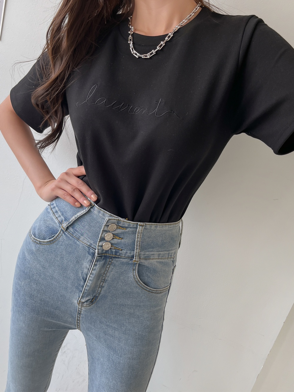テンセル混半袖刺繍Tシャツ | 詳細画像21