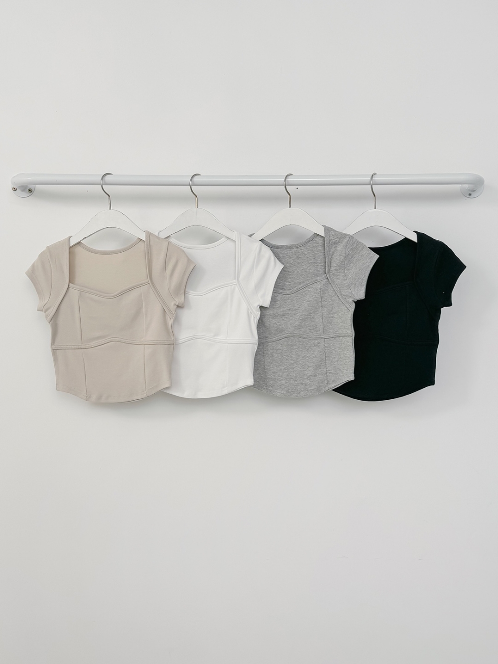 モダール混ラインクロップドキャップスリーブTシャツ | 詳細画像28