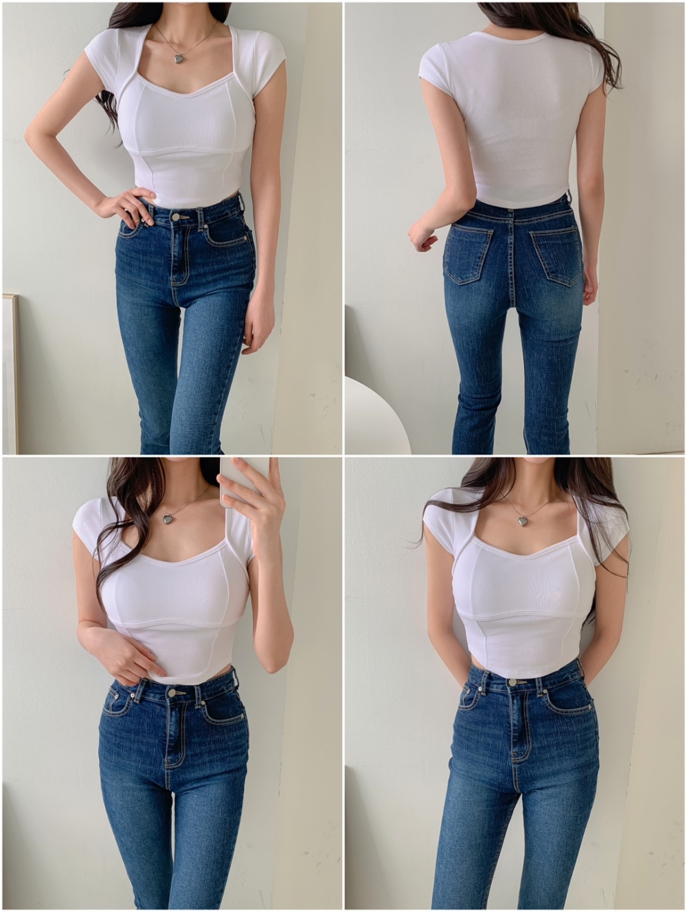 モダール混ラインクロップドキャップスリーブTシャツ | 詳細画像25