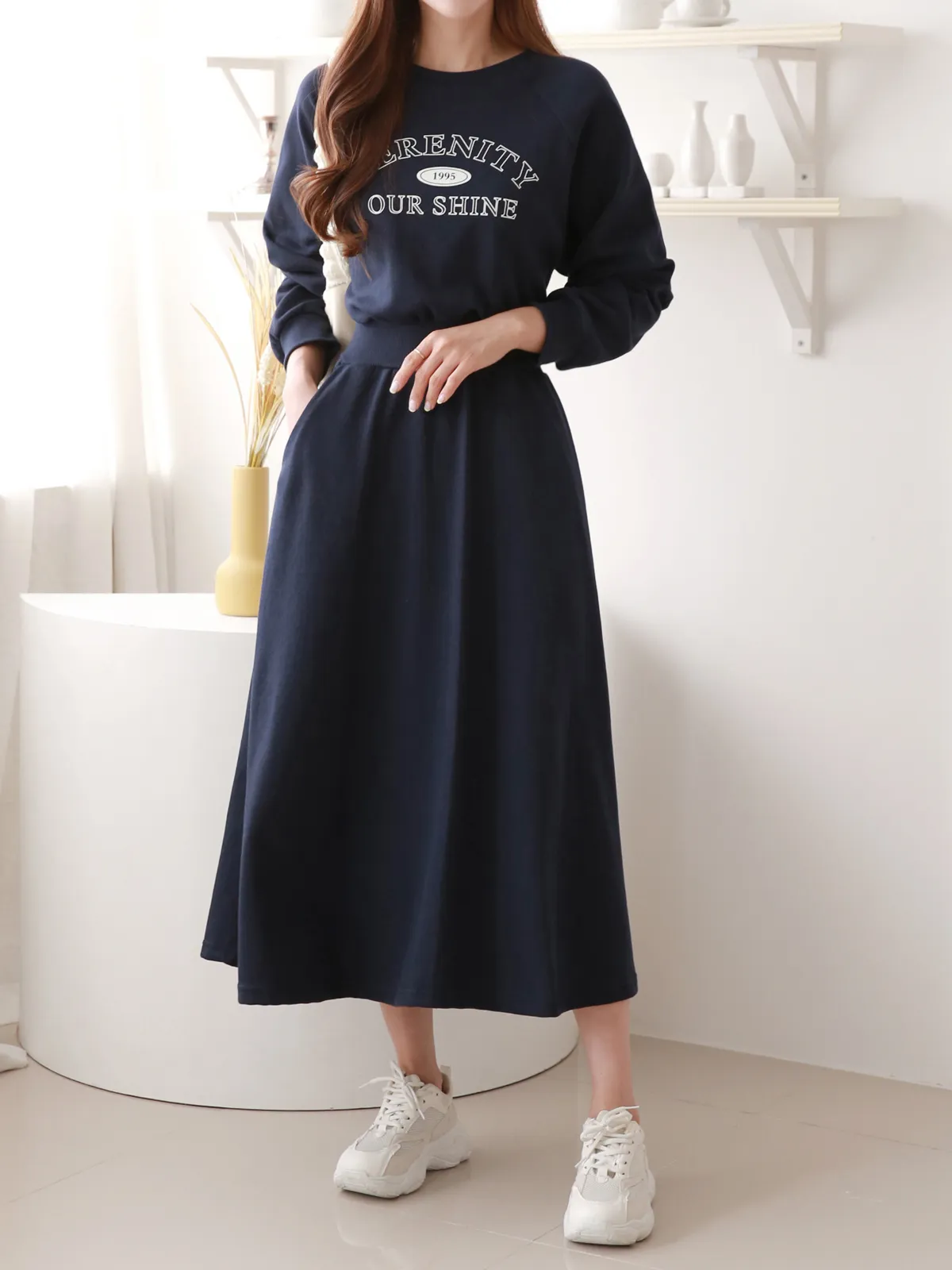 SERENITYラグランスウェットフレアワンピース | 詳細画像1
