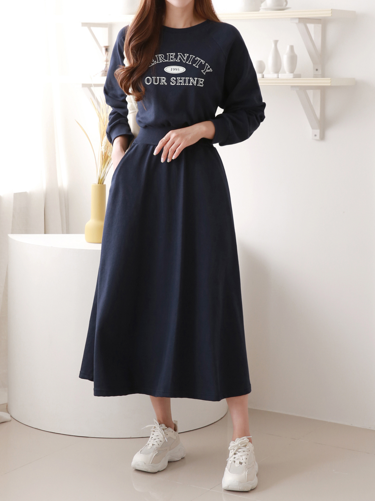 SERENITYラグランスウェットフレアワンピース | 詳細画像2