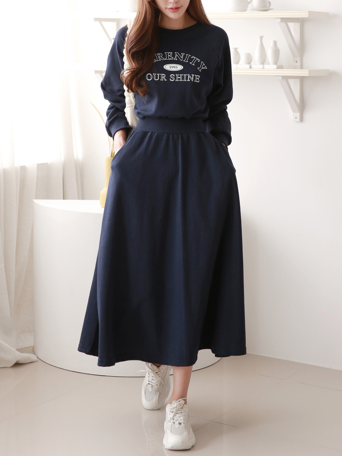 SERENITYラグランスウェットフレアワンピース | 詳細画像3