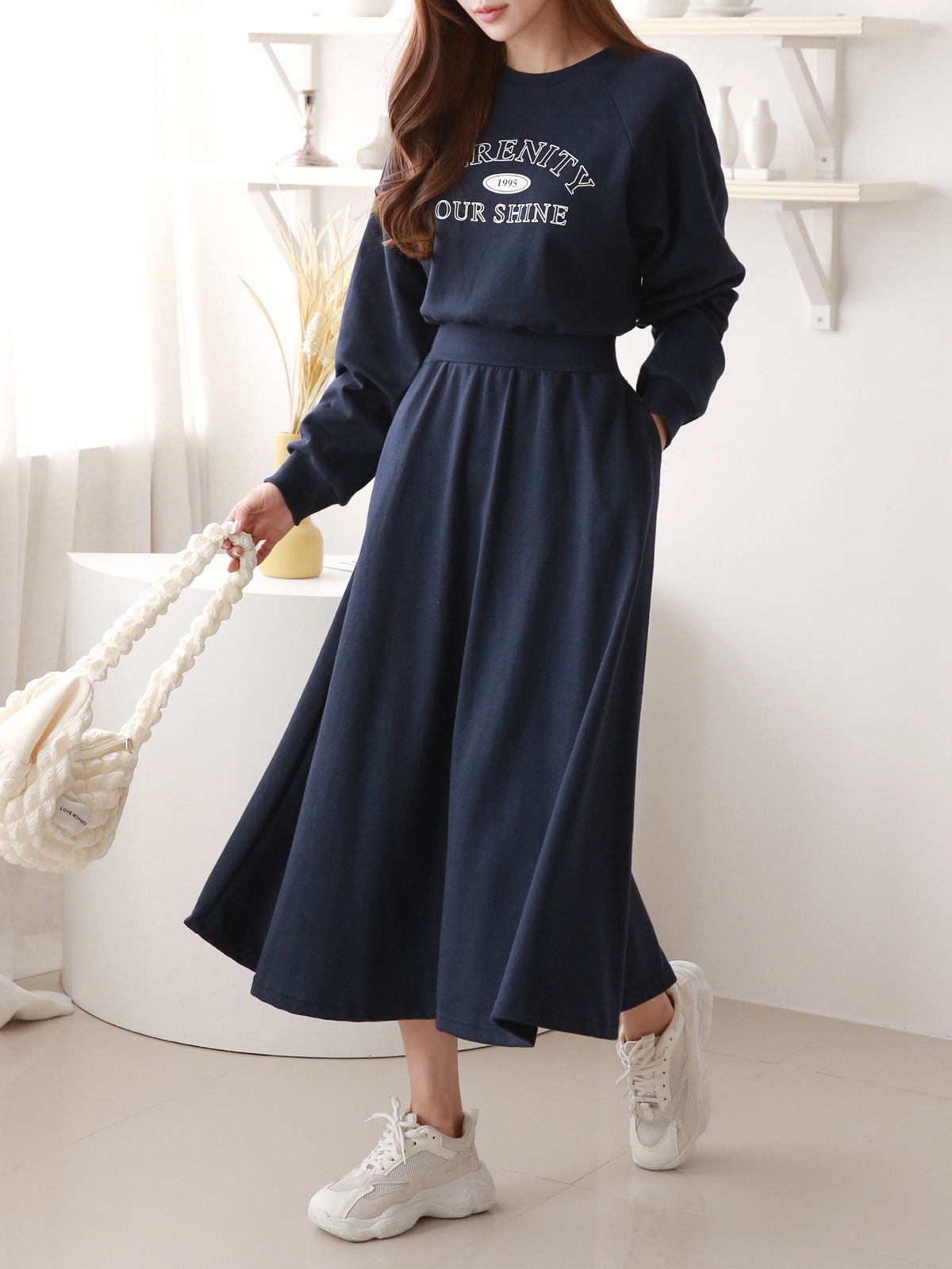 SERENITYラグランスウェットフレアワンピース | 詳細画像4