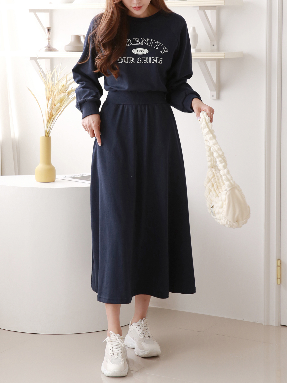 SERENITYラグランスウェットフレアワンピース | 詳細画像5