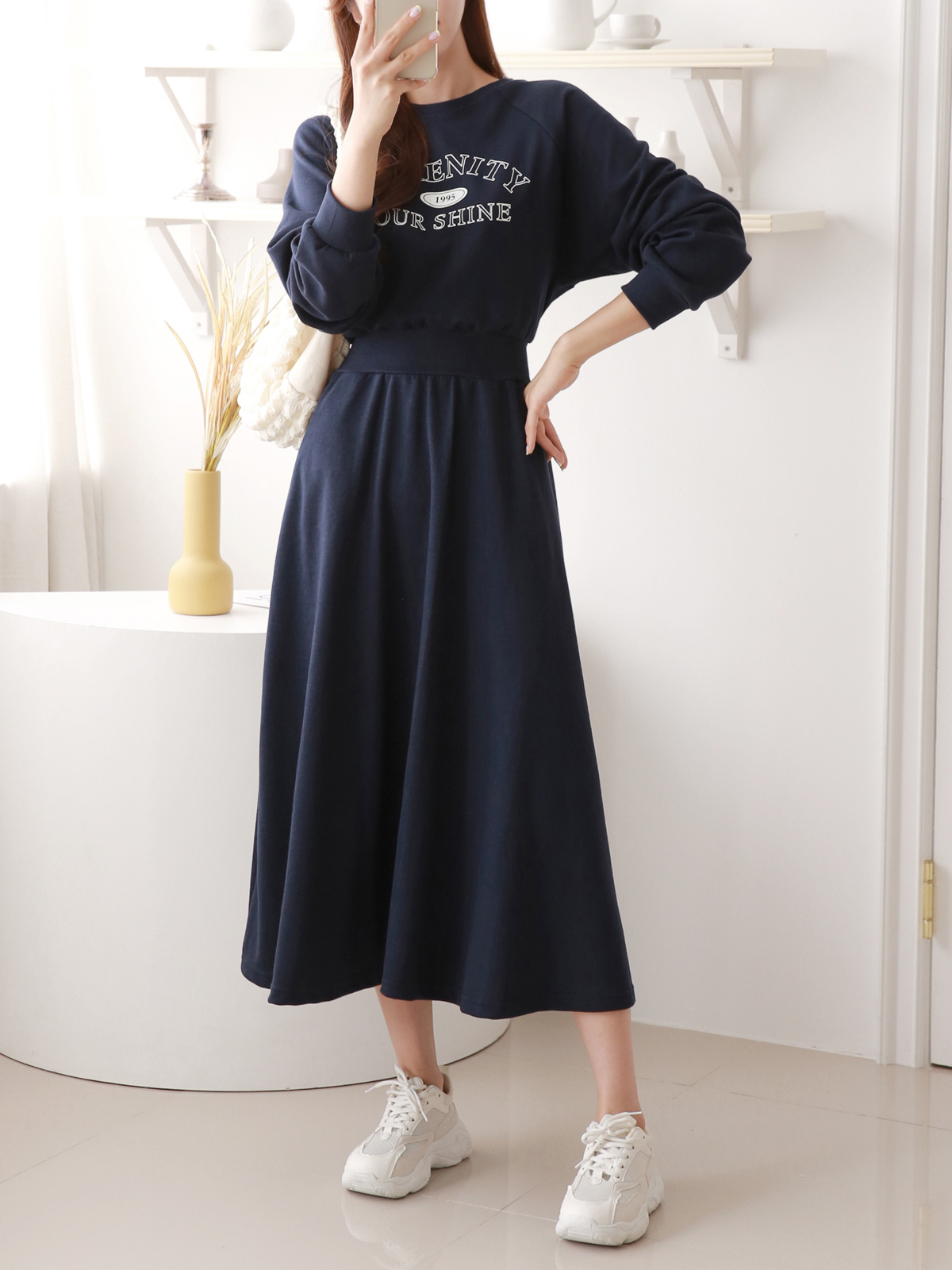 SERENITYラグランスウェットフレアワンピース | 詳細画像7