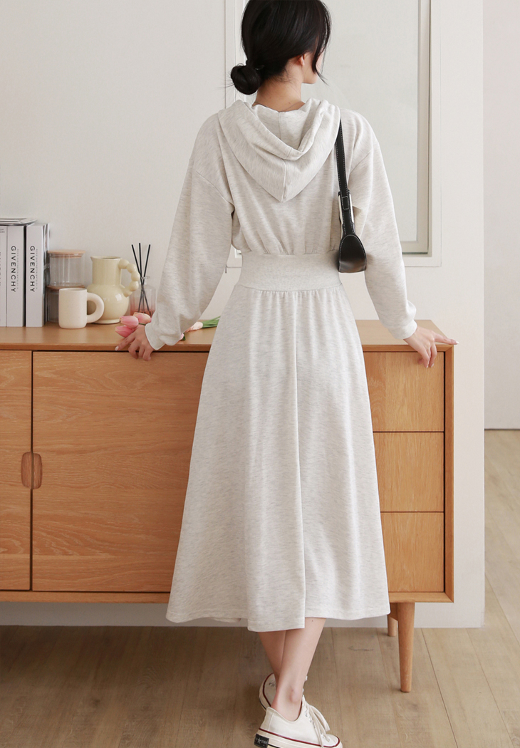 ハーフジップフードAラインスウェットワンピース | レディース