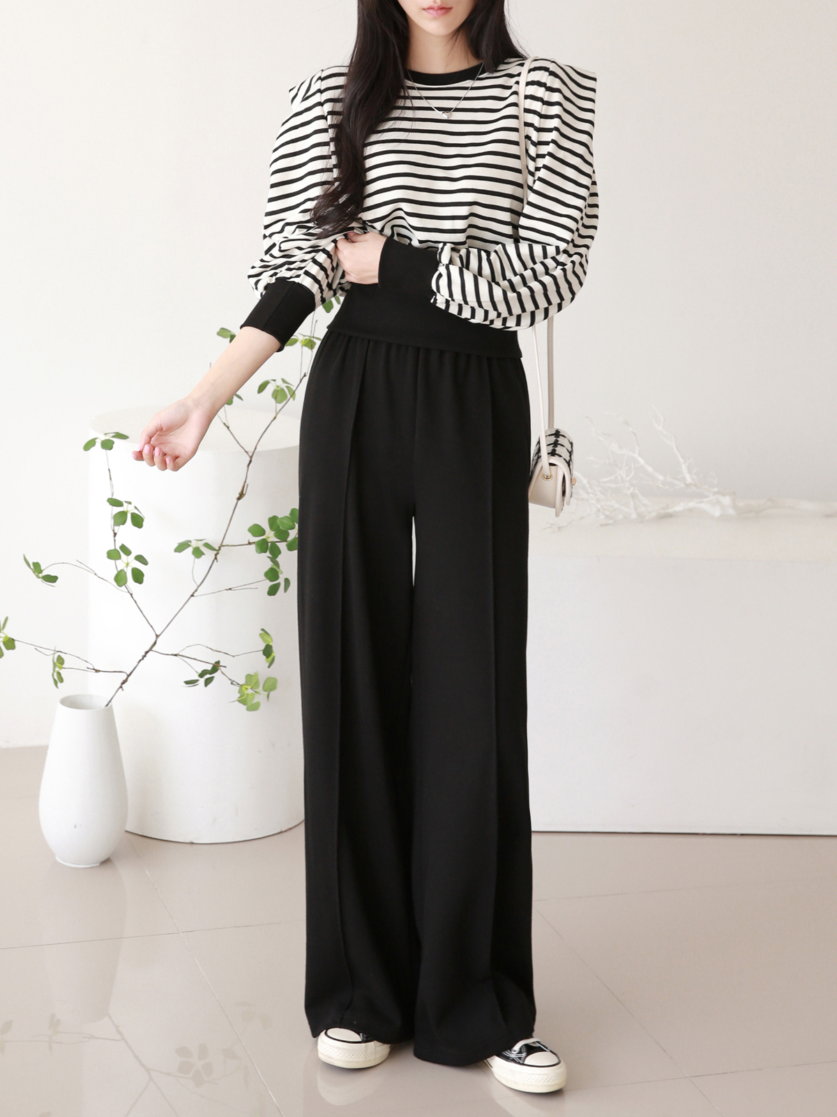 パワショル長袖ボーダースウェット&センタープレスパンツSET | 詳細画像6