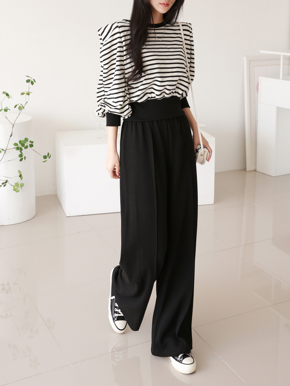 パワショル長袖ボーダースウェット&センタープレスパンツSET | 詳細画像7