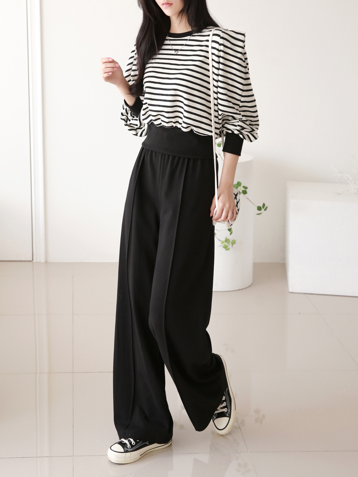 パワショル長袖ボーダースウェット&センタープレスパンツSET | 詳細画像8