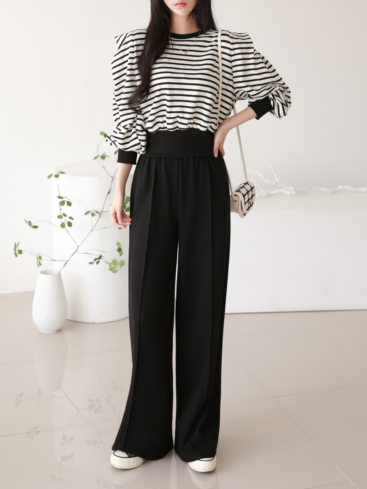 パワショル長袖ボーダースウェット&センタープレスパンツSET | 詳細画像9