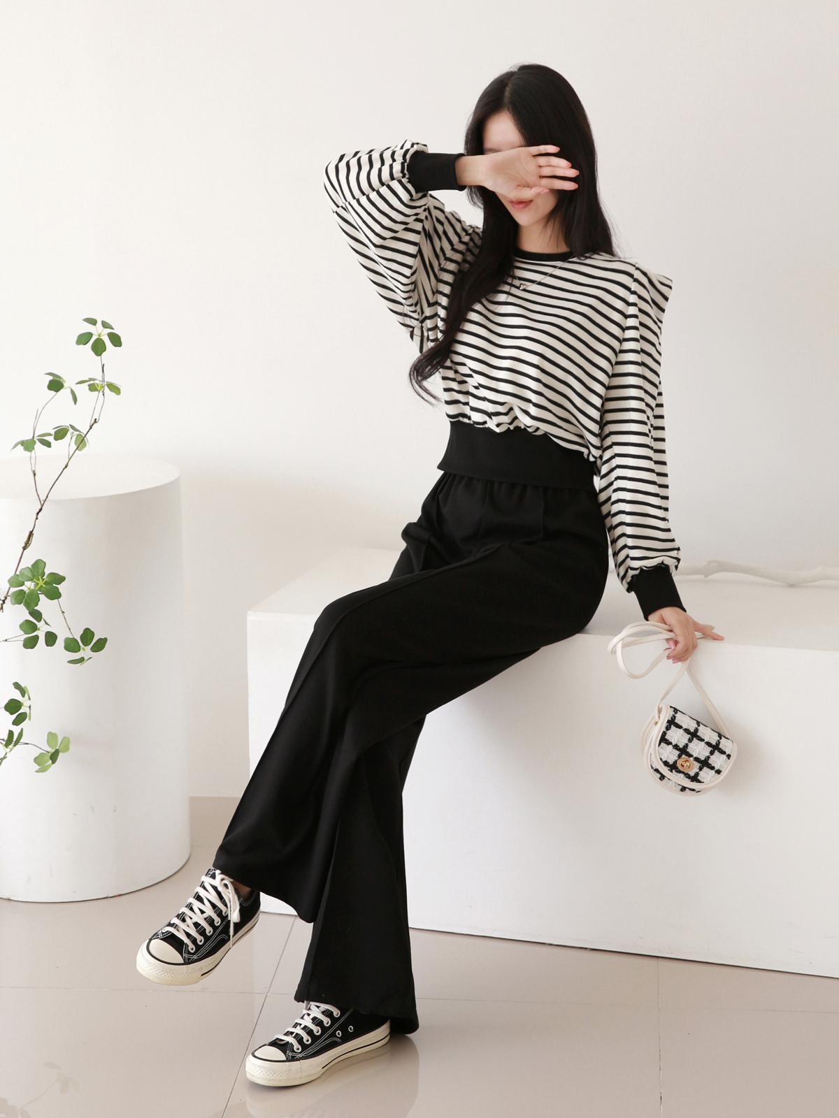 パワショル長袖ボーダースウェット&センタープレスパンツSET | 詳細画像11