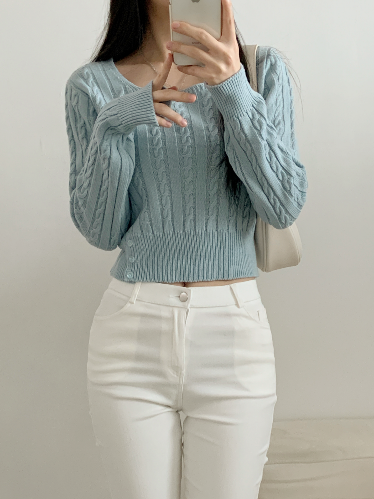 スクエアネッククロップドケーブルニット | 詳細画像2