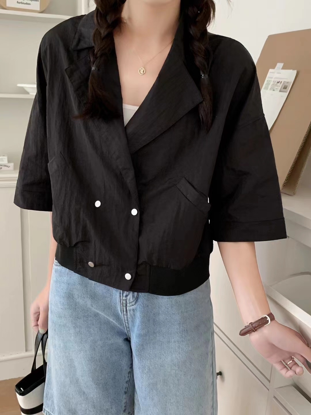 テーラードダブルボタン半袖ジャケット | 詳細画像3