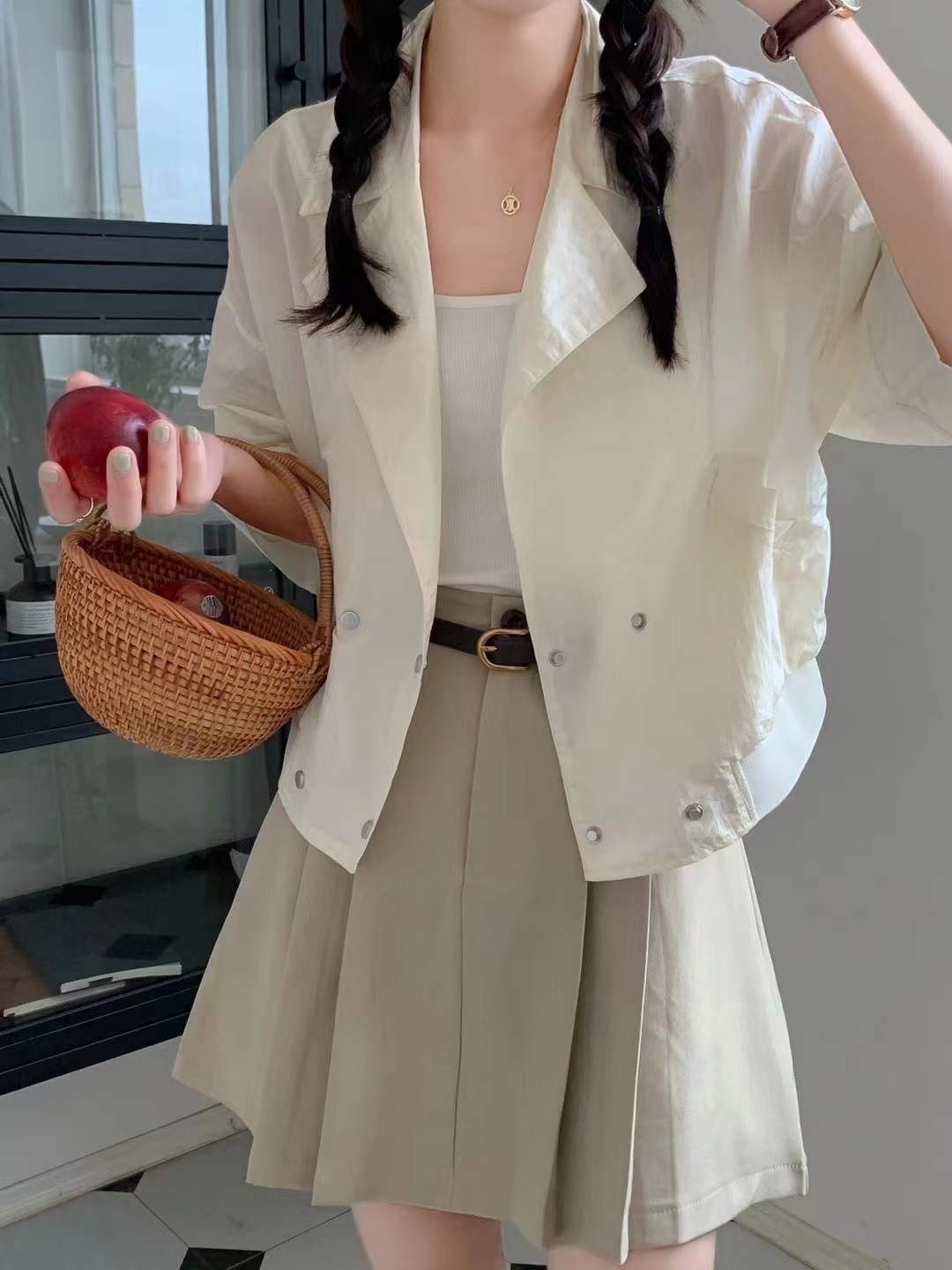 テーラードダブルボタン半袖ジャケット | 詳細画像4