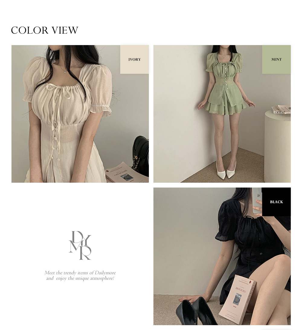 リボンパフチュニックブラウス&シフォンショートパンツSET | 詳細画像18