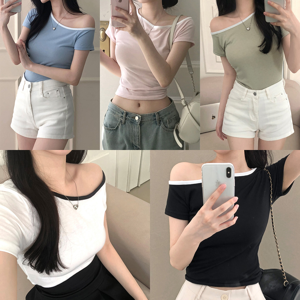 配色ワンショルダーTシャツ | 詳細画像15