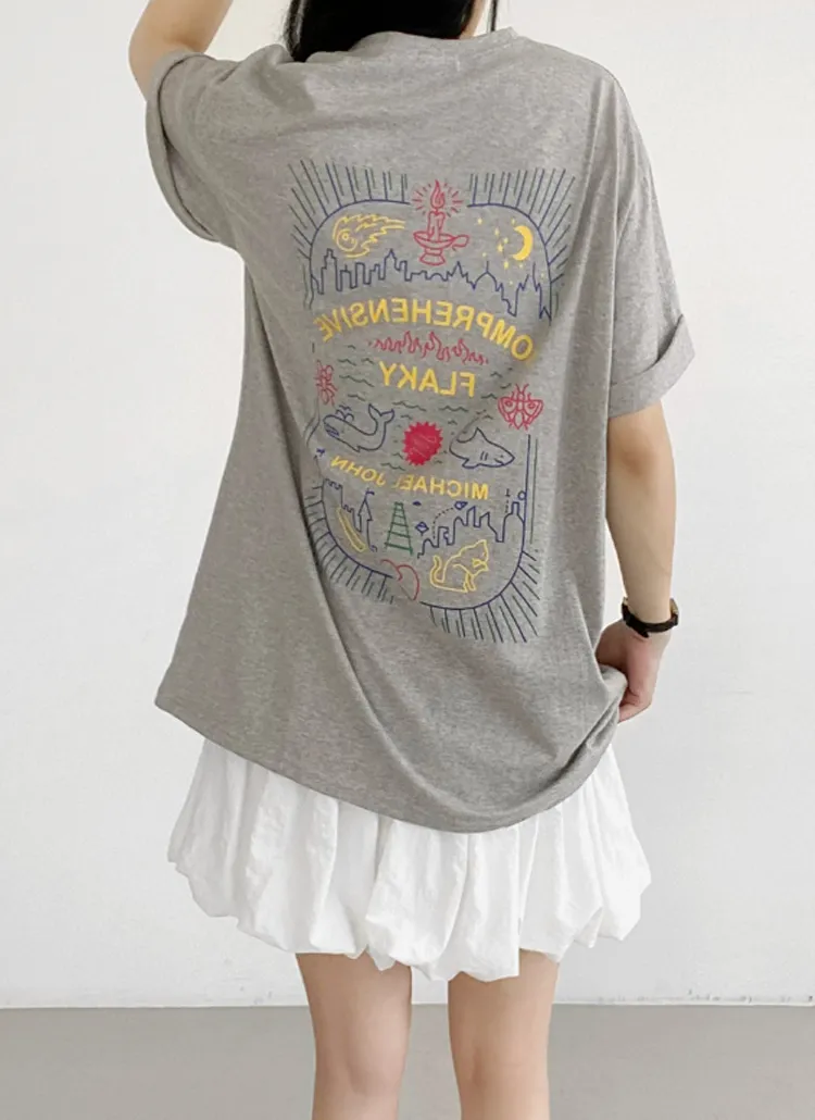 カラフルバックプリント半袖Tシャツ | greyraise | 詳細画像1