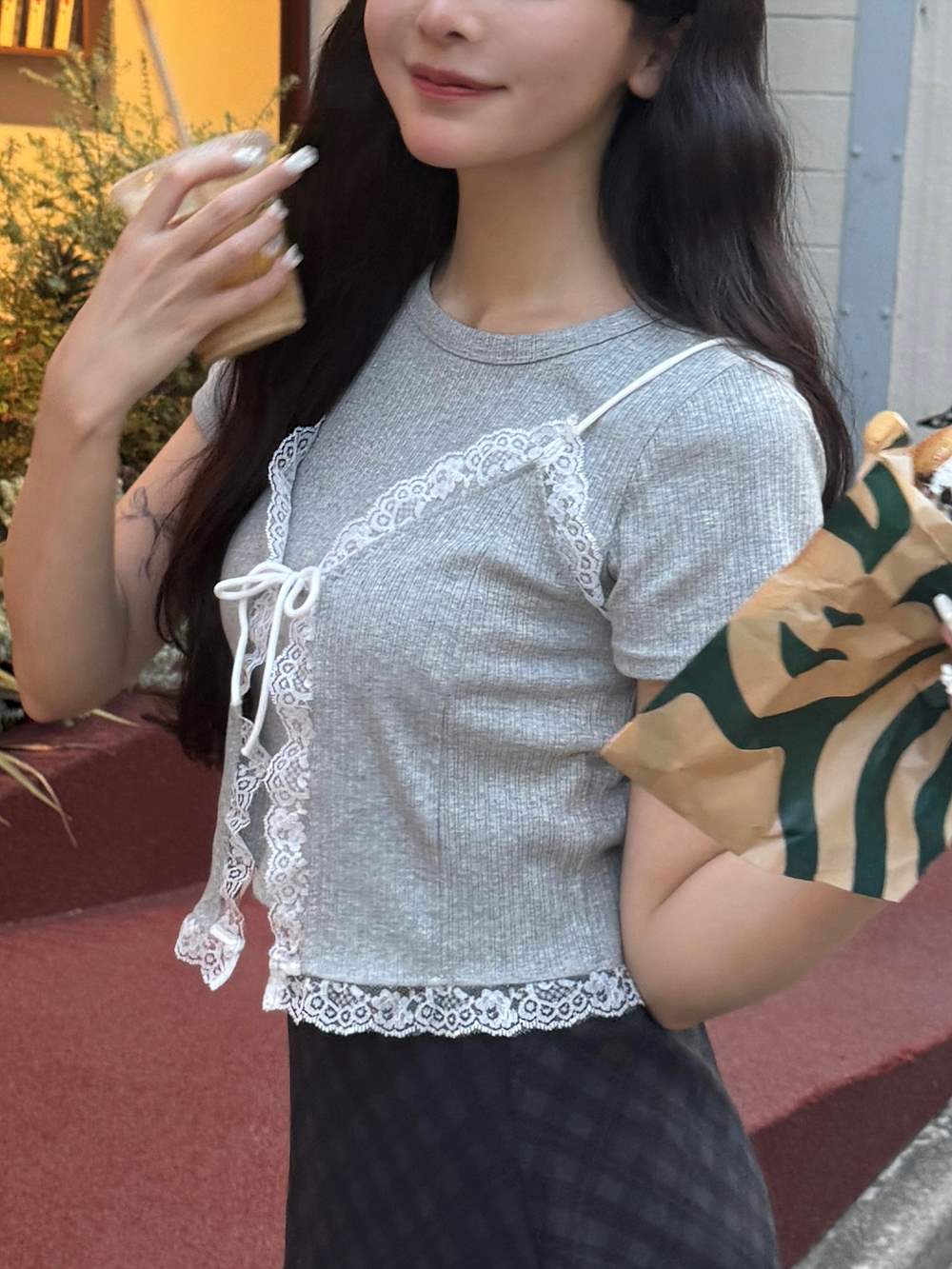 レースリボンビスチェ&半袖TシャツSET | 詳細画像2