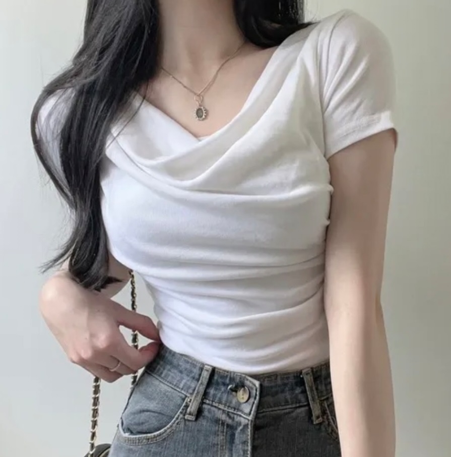 ドレープネッククロップド半袖Tシャツ | 詳細画像6