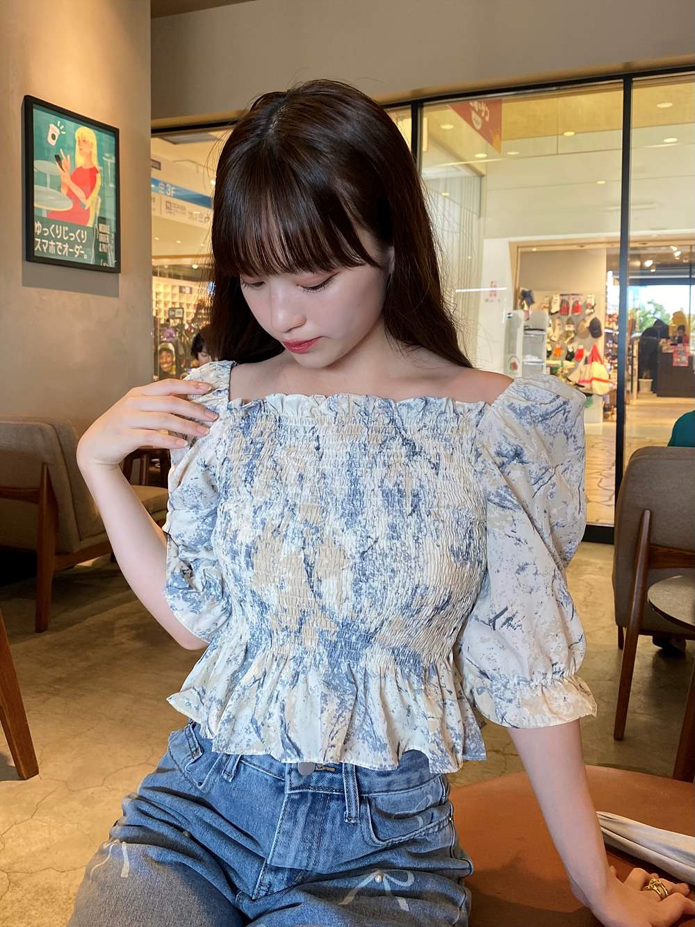 2WAYパターンシャーリングパフブラウス | 詳細画像3