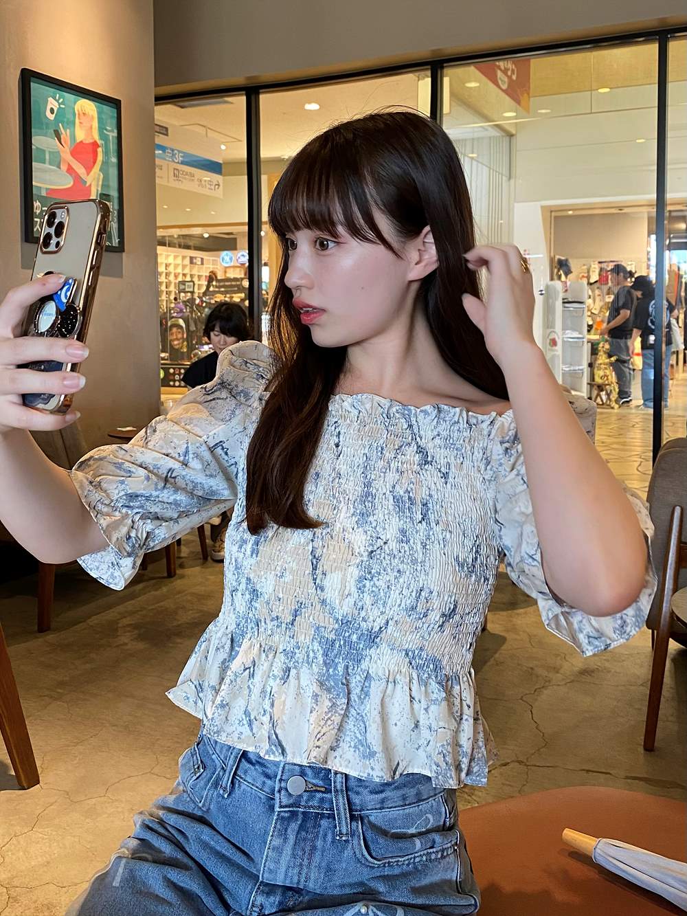 2WAYパターンシャーリングパフブラウス | 詳細画像7