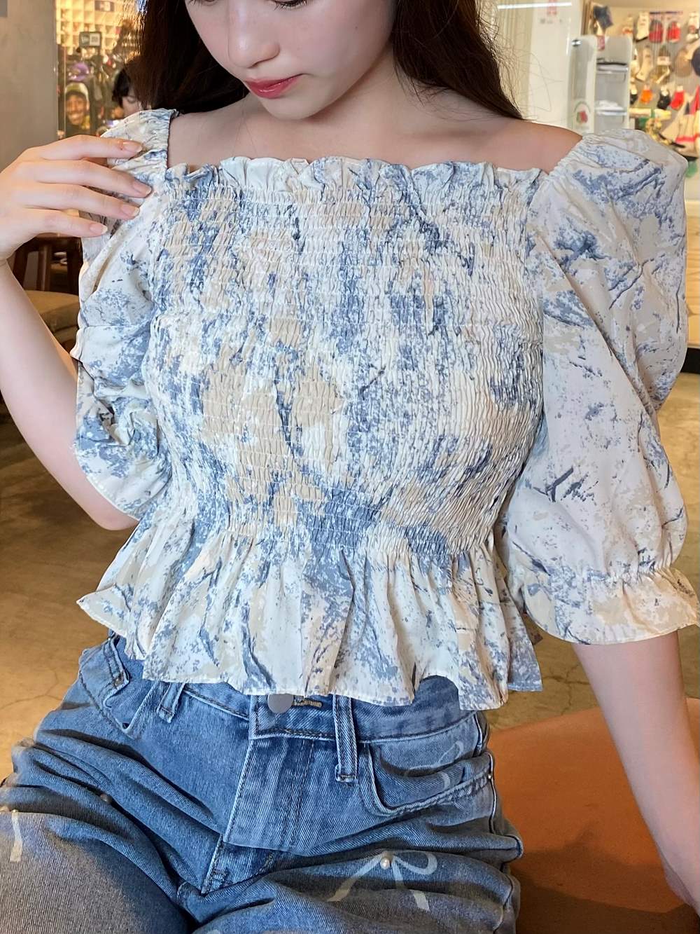 2WAYパターンシャーリングパフブラウス | 詳細画像12