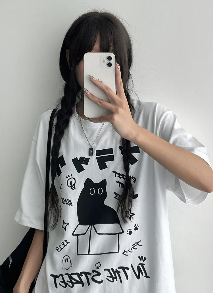 ブラックキャット半袖Tシャツ | hijjoo | 詳細画像1