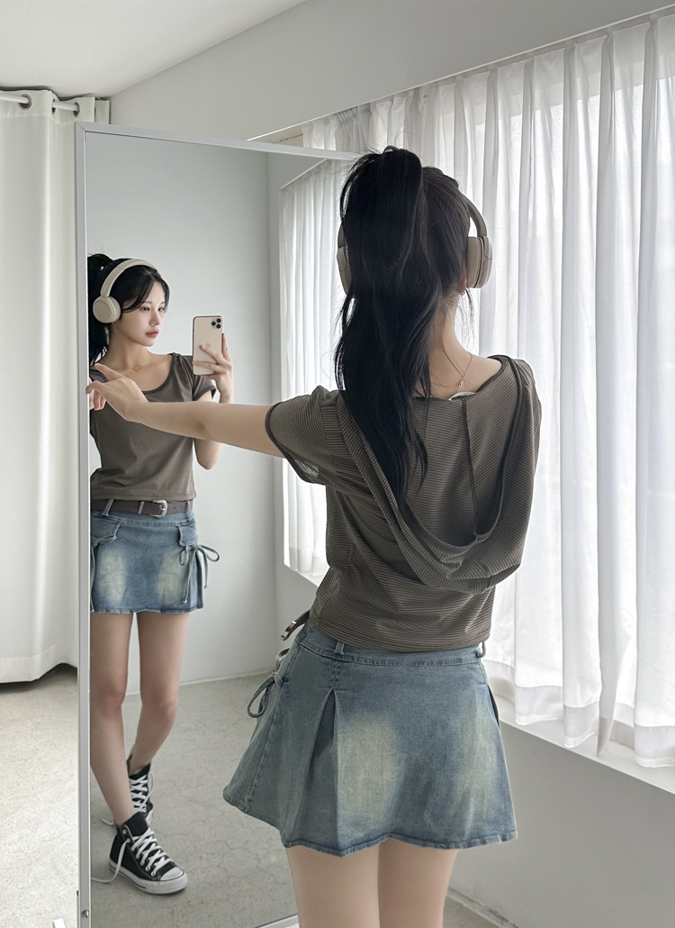 ローライズサイドリボンデニムスカートパンツ | レディース