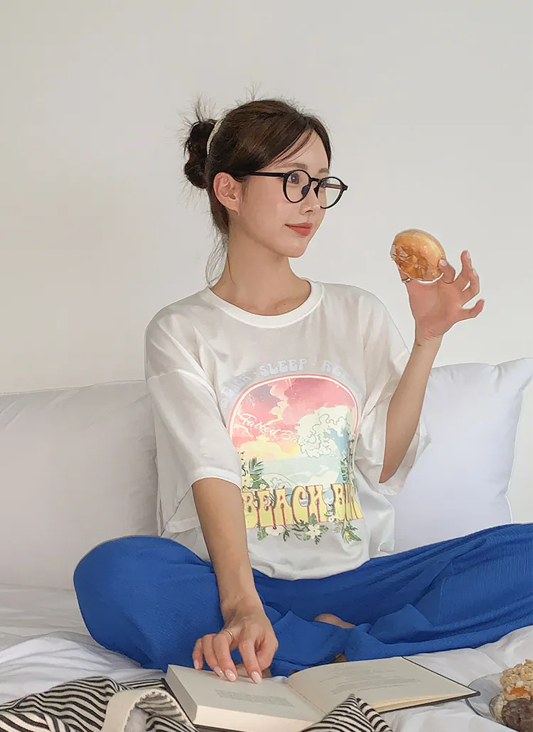 BEACHパステルプリントオーバーTシャツ | magle | 詳細画像1