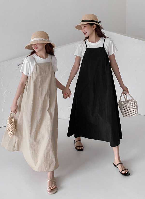 半袖Tシャツ&サイドストリングキャミワンピースSET | レディース
